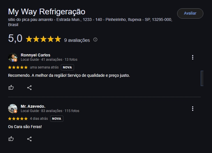 Avaliações de Ronnyel Carlos e Mr. Azevedo